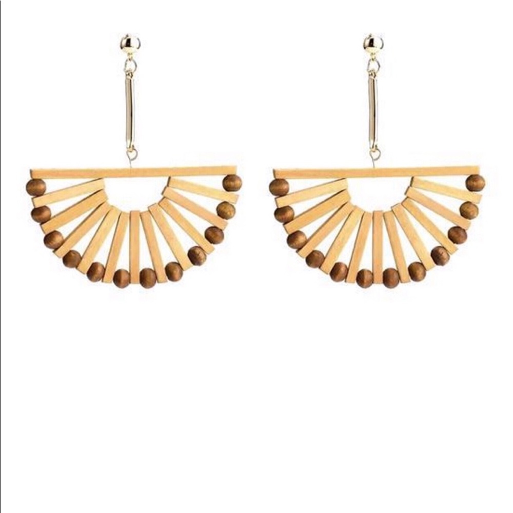 Bamboo Half moon statement earrings
